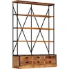 Image de vidaXL Bibliothèque à 4 étagères avec 6 tiroirs 122x36x181 cm Manguier