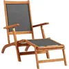 Image de vidaXL Chaise longue d'extérieur Bois d'acacia massif et textilene