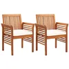 Image de Chaises à manger de jardin et coussins lot de 2 acacia massif