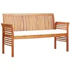 Image de vidaXL Banc de Jardin à 2 Places avec Coussin Banc de Patio Banc de Terrasse Banc d'Extérieur Résistant aux Intempéries 150 cm Bois d'Acacia Massif