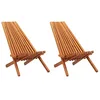 Image de vidaXL 2X Bois d'Acacia Solide Chaises Pliables d'Extérieur Chaise de Jardin Chaise de Camping Chaise de Patio Chaise de Terrasse Plage Marron