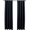 Image de vidaXL 2X Rideaux Occultants avec Anneaux Occultant à Oeillet Chambre à Coucher Fenêtre Salon Bureau Maison Intérieur Métal Noir 140x245 cm