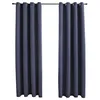 Image de vidaXL 2X Rideaux Occultants avec Anneaux Occultant à Oeillet Chambre à Coucher Fenêtre Salon Bureau Maison Intérieur Métal Anthracite 140x175cm