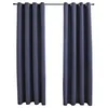 Image de vidaXL 2X Rideaux Occultants avec Anneaux Occultant à Oeillet Chambre à Coucher Fenêtre Salon Bureau Maison Intérieur Métal Anthracite 140x225cm