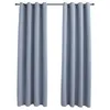 Image de vidaXL 2X Rideaux Occultants avec Anneaux Occultant à Oeillet Chambre à Coucher Fenêtre Salon Bureau Maison Intérieur Métal Gris 140x175 cm