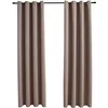 Image de vidaXL 2X Rideaux Occultants avec Anneaux Occultant à Oeillet Chambre à Coucher Fenêtre Salon Bureau Maison Intérieur Métal Taupe 140x225 cm