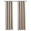 Image de vidaXL 2X Rideaux Occultants avec Anneaux Occultant à Oeillet Chambre à Coucher Fenêtre Salon Bureau Maison Intérieur Métal Beige 140x175 cm