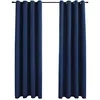 Image de vidaXL 2X Rideaux Occultants avec Anneaux en Métal Occultant à Oeillet Chambre à Coucher Fenêtre Salon Bureau Maison Intérieur Bleu 140x225 cm