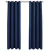 Image de Rideaux occultants avec anneaux en métal 2 pcs Bleu 140x245 cm