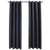 Image de Rideaux occultants avec anneaux Métal 2pcs Anthracite 140x175cm