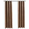 Image de vidaXL 2X Rideaux Occultants avec Anneaux Occultant à Oeillet Chambre à Coucher Fenêtre Salon Bureau Maison Intérieur Velours Beige 140x175 cm