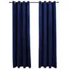 Image de vidaXL 2X Rideaux Occultants avec Anneaux Occultant à Oeillet Chambre à Coucher Fenêtre Salon Bureau Maison Intérieur Velours Bleu Foncé 140x175 cm