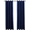 Image de vidaXL 2X Rideaux Occultants avec Anneaux Occultant à Oeillet Chambre à Coucher Fenêtre Salon Bureau Maison Intérieur Velours Bleu Foncé 140x225 cm