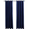 Image de vidaXL 2X Rideaux Occultants avec Anneaux Occultant à Oeillet Chambre à Coucher Fenêtre Salon Bureau Maison Intérieur Velours Bleu Foncé 140x245 cm