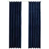 Image de Rideaux occultants et crochet 2pcs Velours Bleu foncé 140x245cm