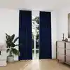 Image de vidaXL Rideaux occultants et crochet 2pcs Velours Bleu foncé 140x245cm