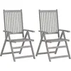 Image de vidaXL Chaises inclinables de jardin lot de 2 Gris Bois solide acacia