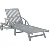 Image de vidaXL Chaise longue de jardin Gris Bois d'acacia solide