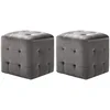 Image de vidaXL 2X Poufs Tabouret Cube de Salle de Séjour Repose-Pied de Salon Ottoman Chambre à Coucher Maison Intérieur Confortable Gris Tissu Velours
