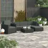 Image de vidaXL Salon de jardin 6 pcs avec coussins résine tressée noir