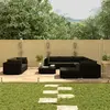 Image de vidaXL Salon de jardin 10 pcs avec coussins Résine tressée Noir