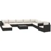 Image de vidaXL Mobilier de Jardin 11 pcs avec Coussins Salon de Jardin Meuble d'Extérieur Mobilier de Terrasse Mobilier de Patio Résine Tressée Noir