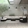 Image de vidaXL Salon de jardin 11 pcs avec coussins Résine tressée Noir
