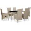 Image de vidaXL Ensemble à manger d'extérieur 7 pcs coussins Résine tressée