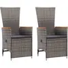 Image de vidaXL Chaise inclinable de jardin 2pc et coussins Résine tressée Gris