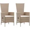 Image de vidaXL Chaises d'extérieur lot de 2 avec coussins Résine tressée Beige