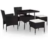 Image de vidaXL Ensemble à manger d'extérieur 5pcs Noir Résine tressée et verre