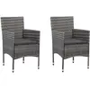 Image de vidaXL Chaises à manger de jardin lot de 2 Résine tressée Gris