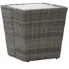 Image de vidaXL Table à thé Gris 41,5x41,5x43 cm Résine tressée et verre trempé