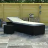 Image de vidaXL Chaise longue avec coussin et table à thé rotin Blanc crème