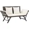 Image de vidaXL Banc de jardin avec coussins 176 cm Marron Résine tressée