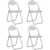 Image de vidaXL Chaises pliantes à manger lot de 4 blanc similicuir