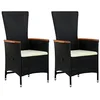 Image de Chaises d extérieur lot de 2 avec coussins Résine tressée Noir