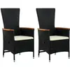Image de vidaXL Chaises d'extérieur lot de 2 avec coussins Résine tressée Noir