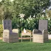 Image de vidaXL Chaise inclinable de jardin 2pc et coussins Résine tressée Gris