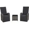 Image de vidaXL Ensemble de bistro 3 pcs avec coussins Résine tressée Gris