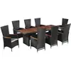 Image de vidaXL Ensemble à manger d'extérieur 9pcs coussins résine tressée noir