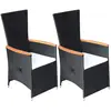 Image de vidaXL Chaise inclinable de jardin 2pc et coussins Résine tressée Noir