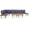 Image de vidaXL Salon de jardin 7 places avec coussins Acacia solide Marron