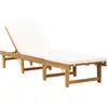 Image de vidaXL Chaise longue pliante avec coussin Bois d'acacia solide
