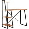 Image de vidaXL Bureau avec Étagère, Table d'Ordinateur, Bureau d'Étude, Table d'Écriture, Meuble de Travail Salle d'Étude Maison Intérieur, Moderne, Noir et Marron