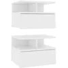 Image de vidaXL Tables de Chevet Flottantes 2 pcs, Armoire de Lit Murale, Table de Nuit, Meuble de Chambre à Coucher Maison Intérieur, Moderne, Blanc Bois d’Ingénierie