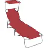 Image de vidaXL Chaise longue pliable avec auvent Rouge Aluminium