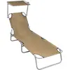 Image de vidaXL Chaise longue pliable avec auvent Taupe Aluminium