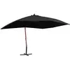 Image de vidaXL Parasol suspendu avec mât en bois 400x300 cm Noir