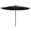 Image de Parasol d extérieur avec mât en bois 350 cm Noir